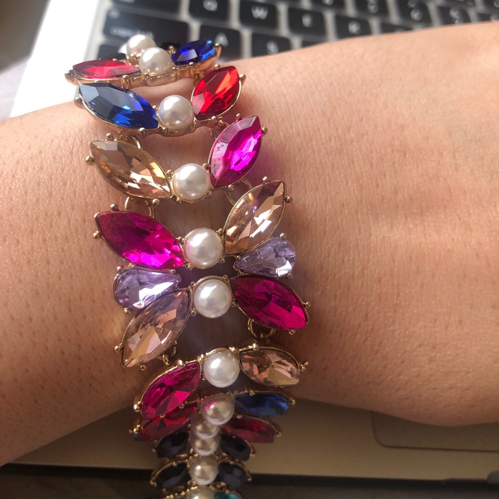 Betsey Johnson Pearl Stone Multi Color Bracelet